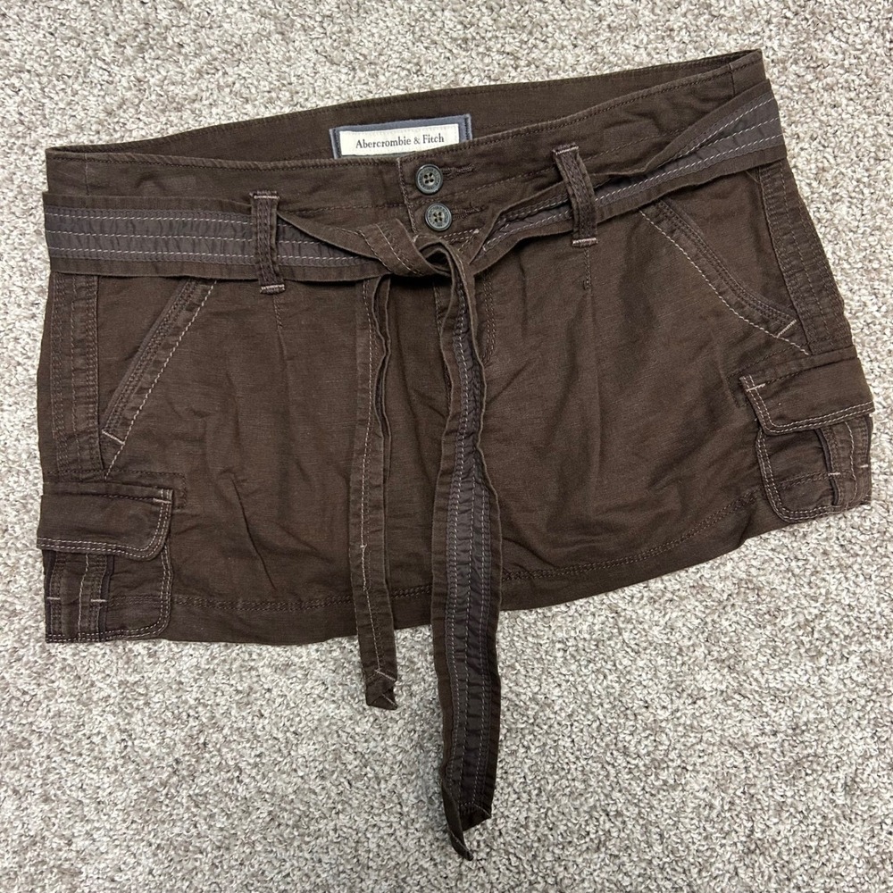 Abercrombie & Fitch y2k Cargo Mini Skirt Women Size 0 Belted Military Low Rise